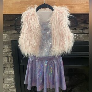 Pink fur vest and purple sparkle costume girls child medium